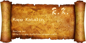 Rapp Katalin névjegykártya